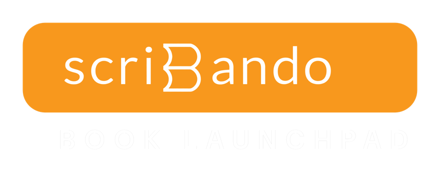 Scribando Book Launchpad lockup for dark backgrounds